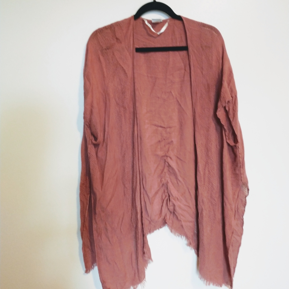 Sonoma kimono with raw hem, one size, has a pull shown